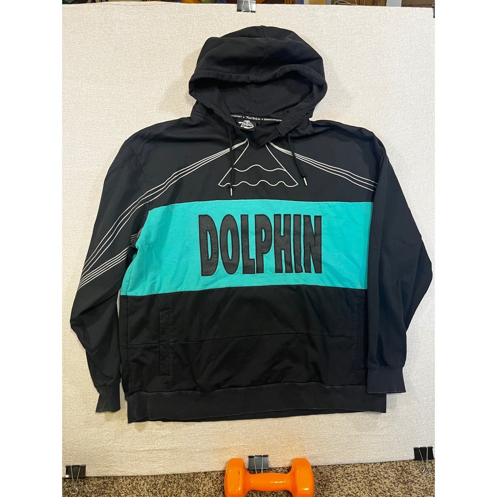 Pink Dolphin Mens Hoodie 4XL Black Teal Biggs Oversized Streetwear Sweatshirt